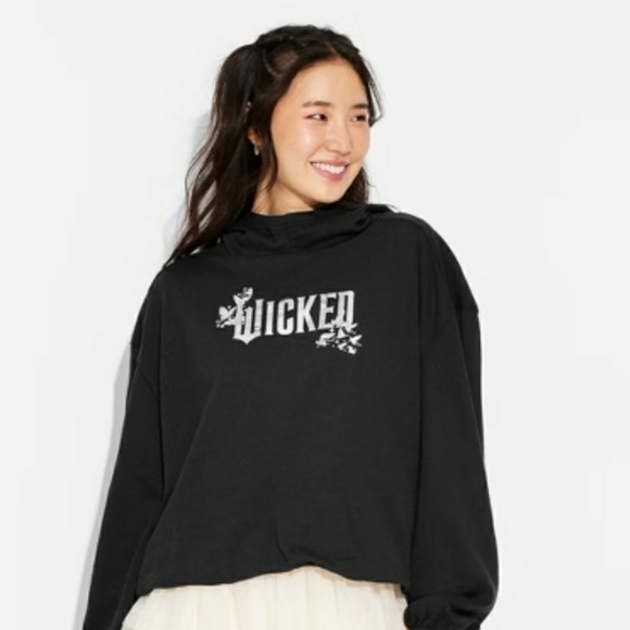 Wicked Black Graphic Hoodie Sweatshirt Size XL NEW NWT Black Silver - Picture 1 of 8